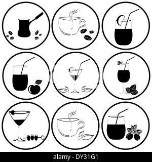 set of drinks in glasses. Vector Stock Photo