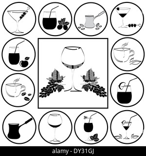 set of drinks in glasses. Vector Stock Photo