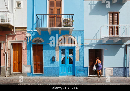 Azure house in Carloforte, San Pietro Island Sardinia Stock Photo
