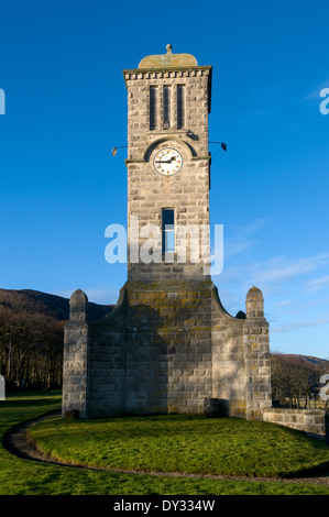 Clock Tower and War Memorial, Helmsdale, Sutherland, Scotland, UK Stock Photo