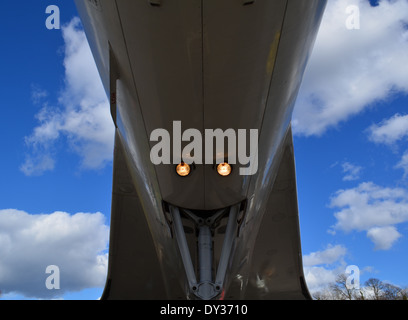 Concorde under carriage and landing lights. Stock Photo