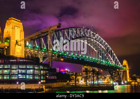 Sydney Harbour Bridge at night, Australia Stock Photo