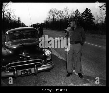 Mississippi Highway Patrol Radar Test, US 51, 1 minute North of Brookhaven, 1-25-1951 Stock Photo