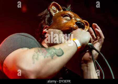 Detroit, Michigan, USA. 5th Apr, 2014. CHRIS HUTKA of The Bunny The Bear performing on the #MSITOUR2014 at St Andrews Hall in Detroit, MI on April 2nd 2014 © Marc Nader/ZUMA Wire/ZUMAPRESS.com/Alamy Live News Stock Photo