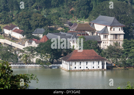 Kandy, Central Province, Sri Lanka. Temple of the Sacred Tooth Relic and Kandy Lake Stock Photo