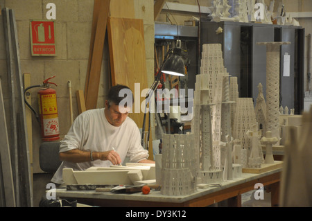 Workshop in crypt of Sagrada Familia cathedral in Barcelona, Spain Stock Photo