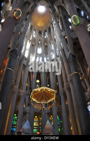 Interior of Sagrada Familia basilica in Barcelona, Spain Stock Photo