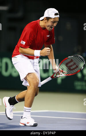 Ariake Coliseum, Tokyo, Japan. 5th Apr, 2014. Tatsuma Ito (JPN), April 5, 2014 - Tennis : Davis Cup 2014 by BNP Paribas World Group Quarterfinal match between Japan 0-3 Czech Republic at Ariake Coliseum, Tokyo, Japan. Credit:  AFLO SPORT/Alamy Live News Stock Photo