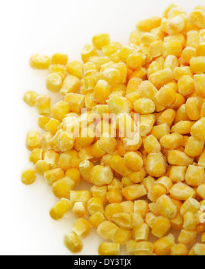 Frozen Sweet Corn ,Close Up On White Background Stock Photo