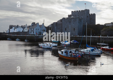 Castle Rushen and the harbour, Castletown, Isle of Man Stock Photo