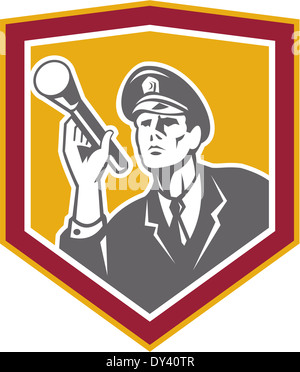 Policeman Security Guard With Flashlight Retro Stock Photo - Alamy