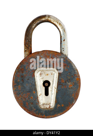 Retro dirty rusty lock isolated on white background Stock Photo - Alamy