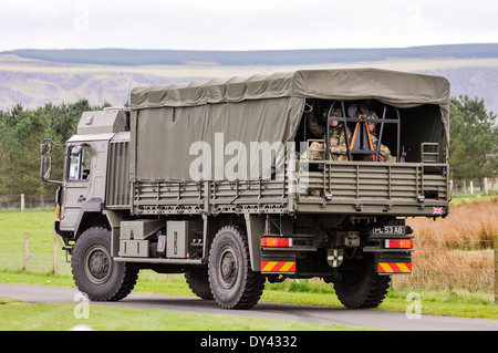 Soldiers in the back of a MAN HX60 General Service truck Stock Photo