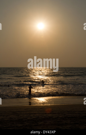 Sunset on Majorda Beach, Goa, India Stock Photo