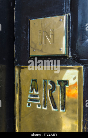 Brass plates at the entrance to Glasgow School of Art, Garnethill, Glasgow, Scotland, UK Stock Photo
