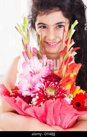 india kids Present  Bouquet Stock Photo