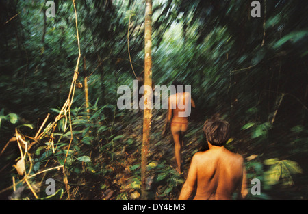 Yanomami Indians in rainforest, Roraima province, near Boa Vista, Brazil, Amazon Stock Photo