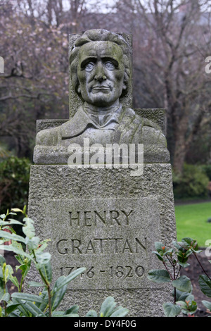 Bust of Henry Grattan in Merrion Square in Dublin Stock Photo