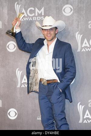 Los Angeles, CA, USA. 6th Apr, 2014. Justin Moore in the press room for 49th Annual Academy of Country Music (ACM) Awards 2014 - Press Room, MGM Grand Garden Arena, Los Angeles, CA April 6, 2014. Credit:  James Atoa/Everett Collection/Alamy Live News Stock Photo