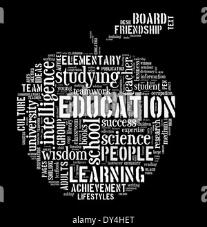 Education word cloud apple shape concept image Stock Photo - Alamy