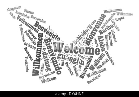 Welcome phrase in 78 different languages. Words cloud concept Stock Photo