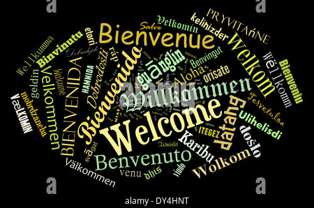 Welcome phrase in 78 different languages. Words cloud concept Stock Photo