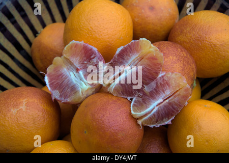 Citrus x aurantium (Sweet Orange Group) 'Moro Blood' (F) - Sicilian Blood Oranges Stock Photo