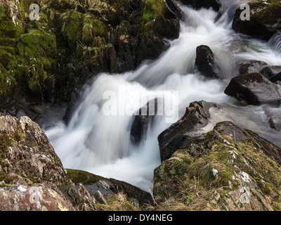 Flowing Waterfall at Watendlath Tarn Lake District National Park England UK Europe Stock Photo