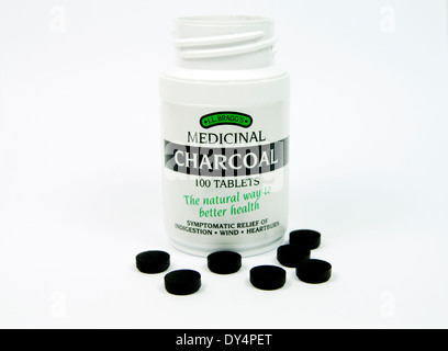 Bottle of Medicinal Charcoal tablets Stock Photo - Alamy