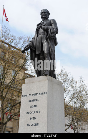 Charles James Napier statue by the sculptor G.G. Adams in Trafalgar Square, London, England, United Kingdom. Stock Photo
