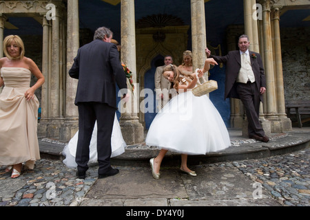 Wedding reception group, Portmeirion, Wales, United Kingdom Stock Photo