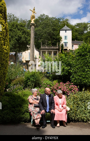 Portmeirion wedding reception in resort village with ornamental gardens. Portmeirion, near Bangor, North Wales, United Kingdom Stock Photo