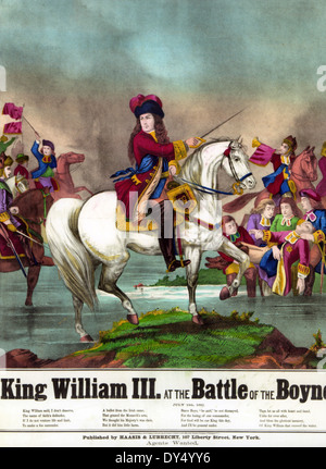 King William III at the battle of the Boyne on horseback leading troops ...