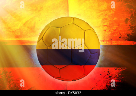 Soccer ball with Columbian flag as the background Stock Photo