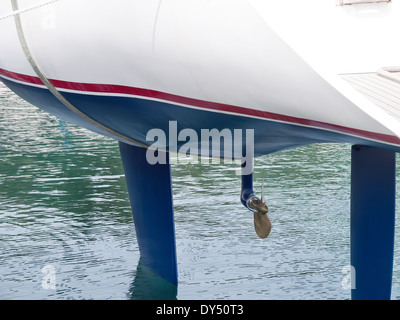 sailboat launching in marine after completing service Stock Photo
