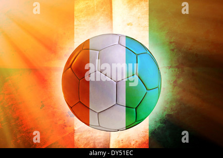 Soccer ball with Ivory Coast flag as the background Stock Photo