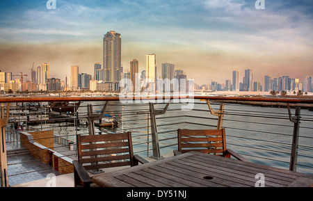 Sharjah city view from Corniche, UAE Stock Photo