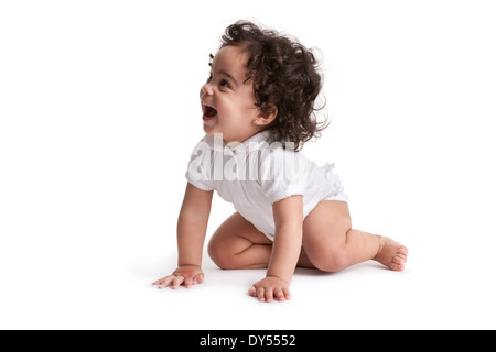 GIRL ON KNEES LOOKING UP Stock Photo - Alamy