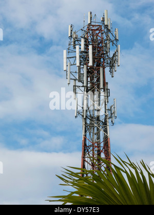 Antennas on a Cellular Telephone Tower, USA Stock Photo