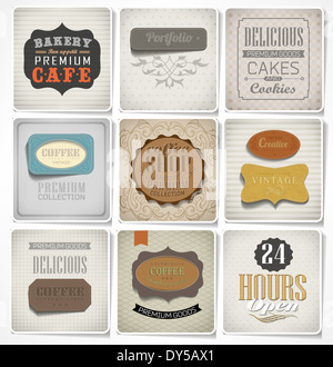 Retro bakery labels and typography, coffee shop, cafe, menu design elements, calligraphic Stock Photo