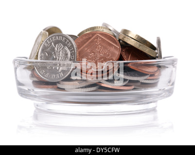 Ashtray with british currency Stock Photo