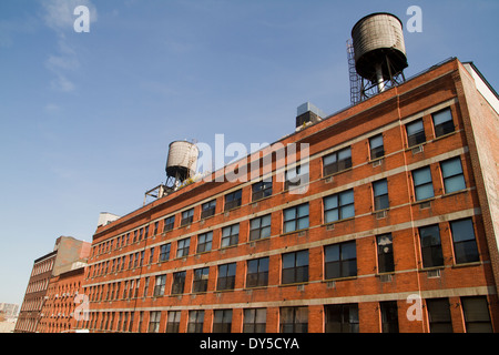 Water towers on building in New York 27.03.2014 Stock Photo