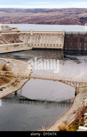 Grand Coulee hydroelectric dam, largest producer of pwer in the USA, Columbia River, Washington state, USA Stock Photo