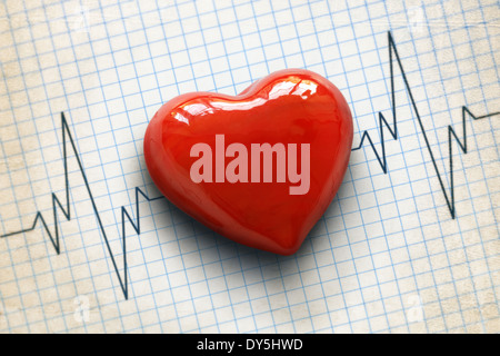 Cardiogram and heart Stock Photo