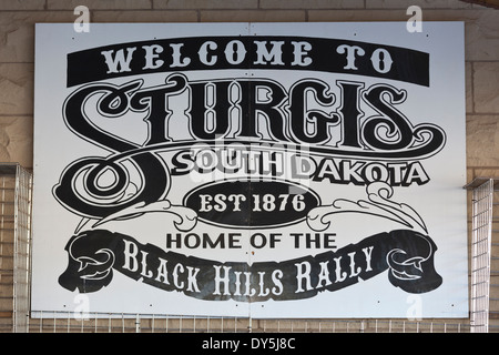 USA, South Dakota, Black Hills National Forest, Sturgis, welcome sign Stock Photo