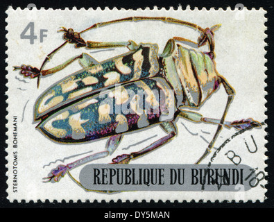 REPUBLIC OF BURUNDI - CIRCA 1970:printed in Republic of Burundi shows shows beetle (STERNOTOMIS BOHEMANI), circa 1970.