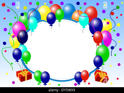 Greeting card with balloons and confetti vector illustration Stock ...