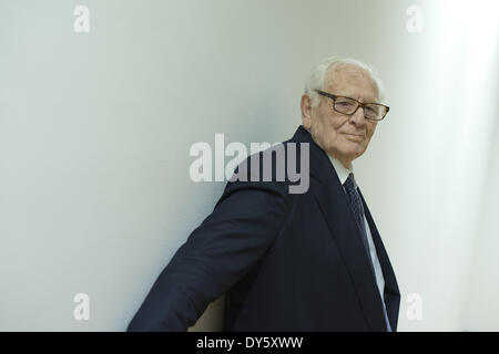 Madrid, Spain. 7th Apr, 2014. The fashion designer Pierre Cardin attends a conference at the French Institute of Madrid under the title 'The stage production of Pierre Cardin'. (Photo by Oscar Gonzalez/NurPhoto) Credit:  Oscar Gonzalez/NurPhoto/ZUMAPRESS.com/Alamy Live News Stock Photo