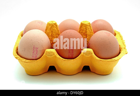 six chicken eggs Stock Photo