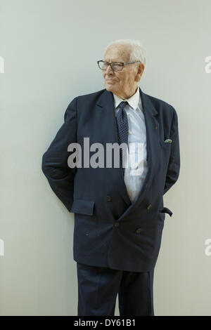 Madrid, Spain. 7th Apr, 2014. The fashion designer Pierre Cardin attends a conference at the French Institute of Madrid under the title 'The stage production of Pierre Cardin'. (Photo by Oscar Gonzalez/NurPhoto) Credit:  Oscar Gonzalez/NurPhoto/ZUMAPRESS.com/Alamy Live News Stock Photo